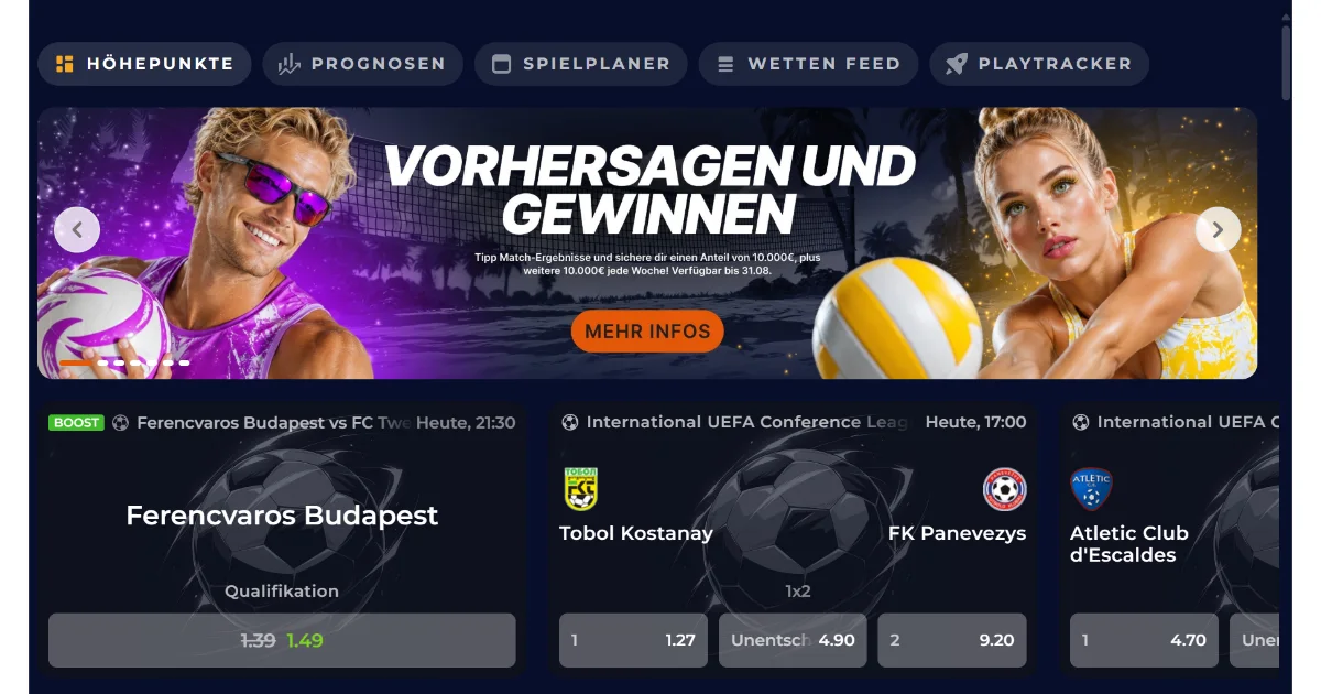 Sportwetten bei NineCasino mit Quoten und Wettschein