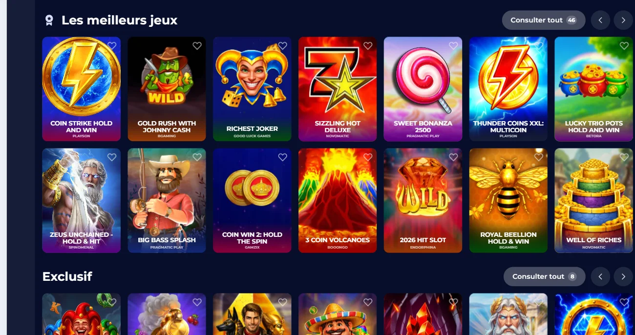 Jeux et fournisseurs NineCasino