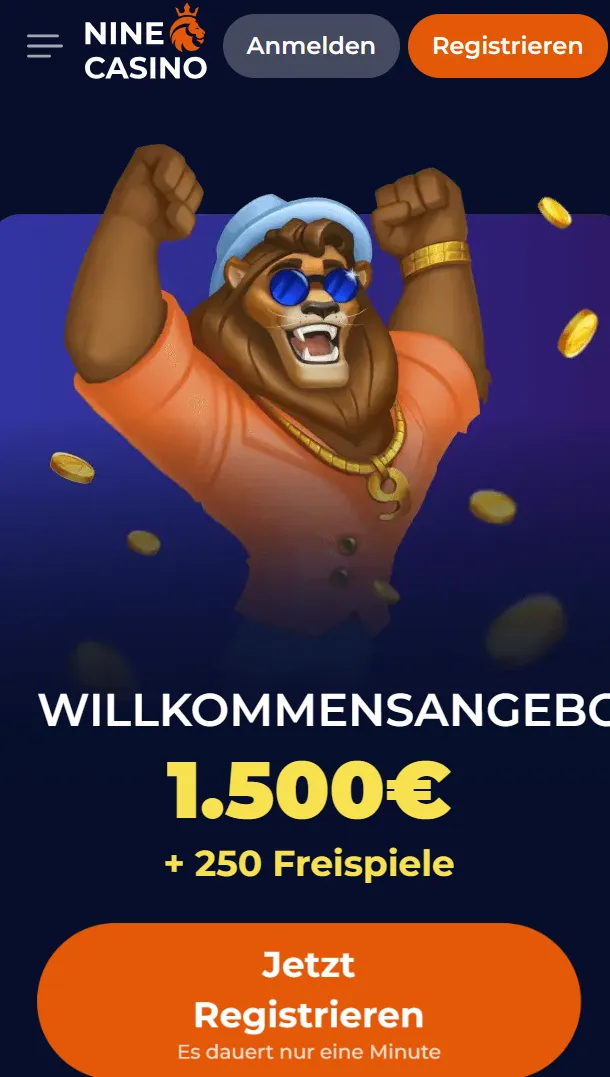 NineCasino mit Spielen und Sport auf Mobilgeräten