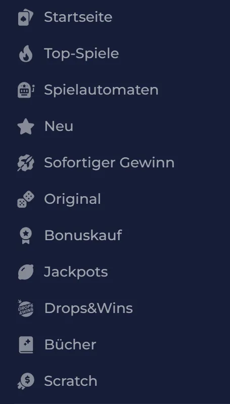 NineCasino Spielelobby mit Slots und Live-Angebot