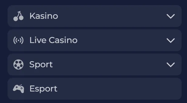 Mobile Bereiche für Konto, Support und verantwortungsvolles Spielen