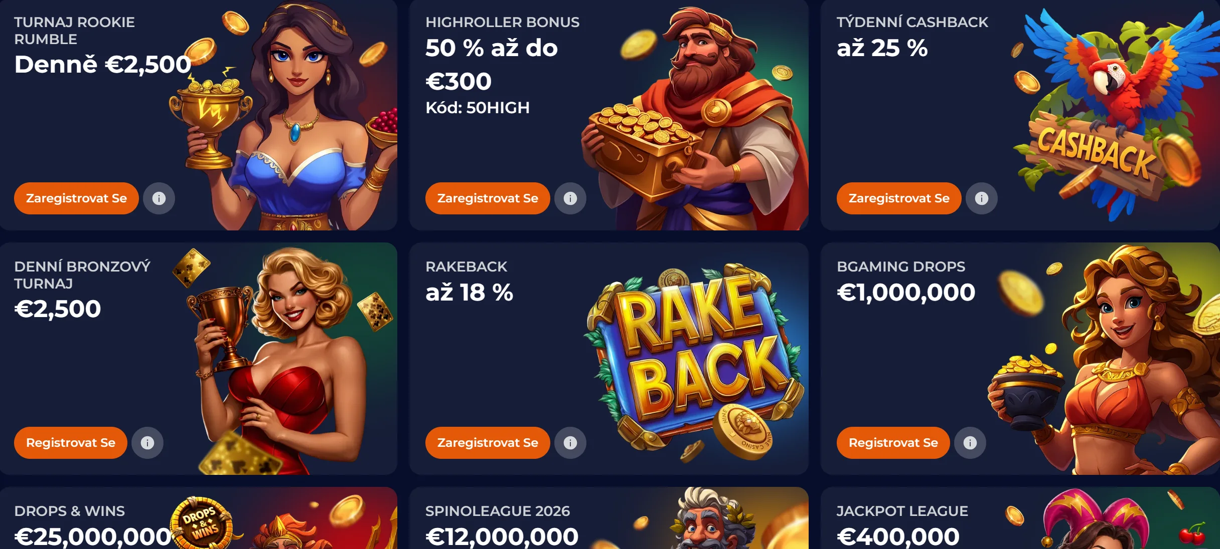 Nedělní reload bonusy NineCasino s kódy