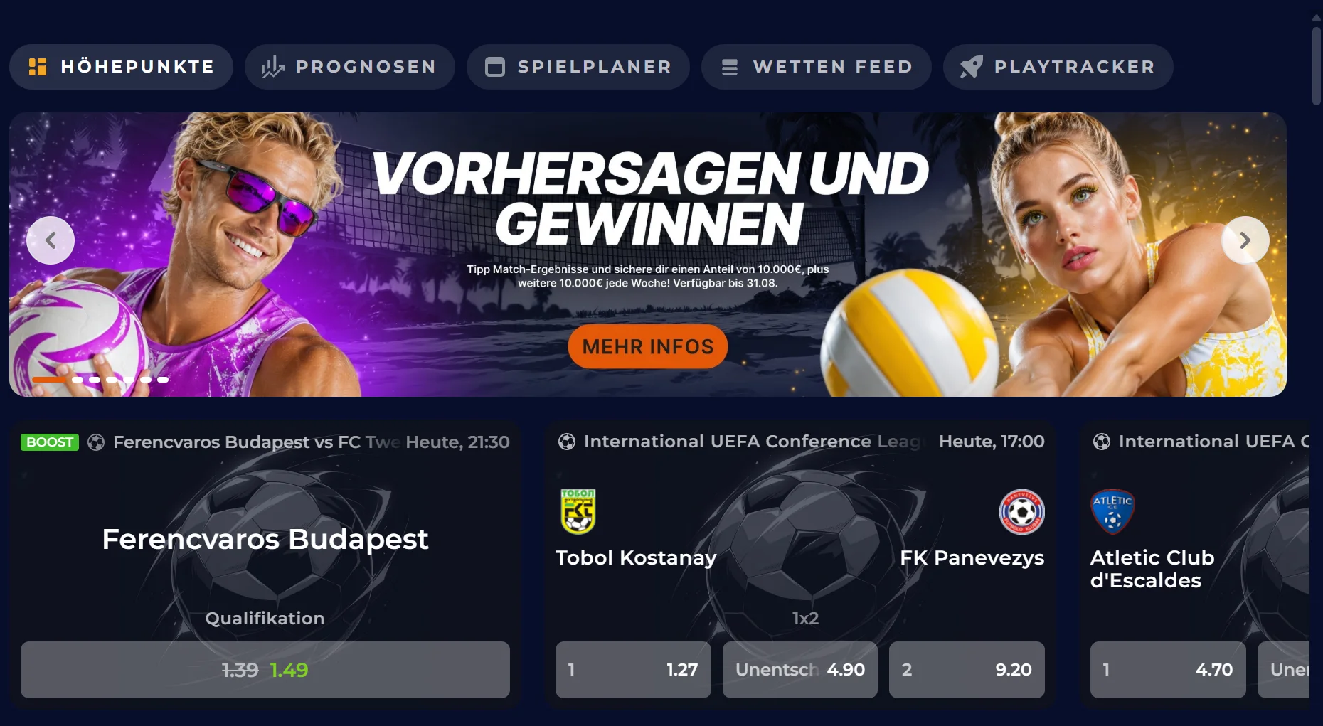 Sportwetten bei NineCasino mit Quoten, Märkten und Wettschein