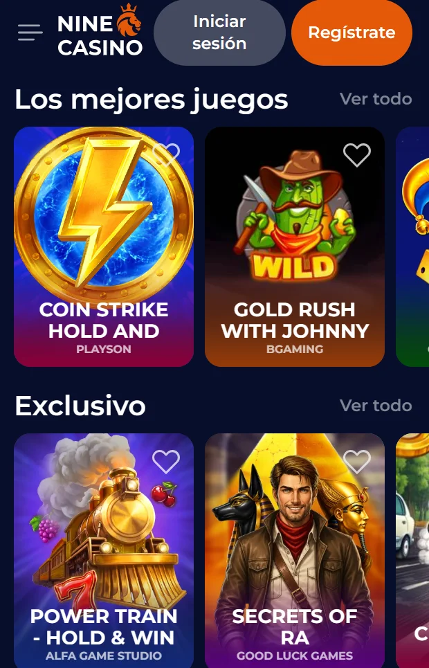 Juegos de casino disponibles en el sitio móvil