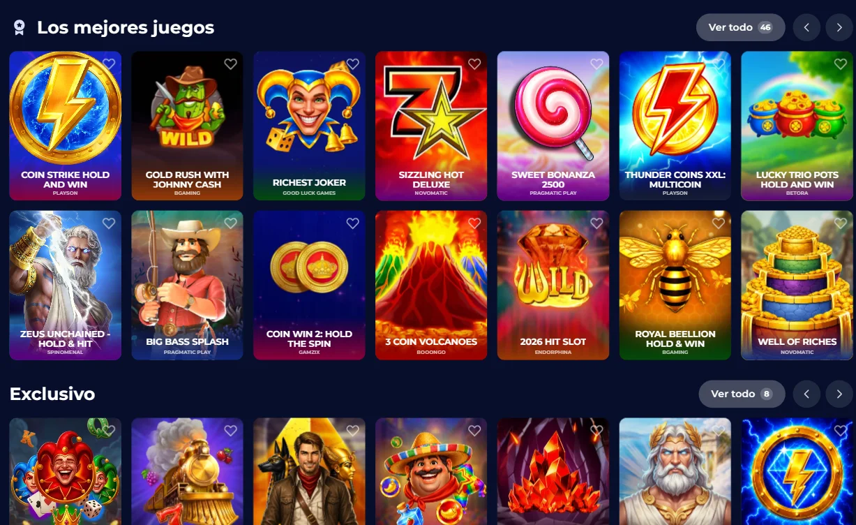 Juegos disponibles en NineCasino