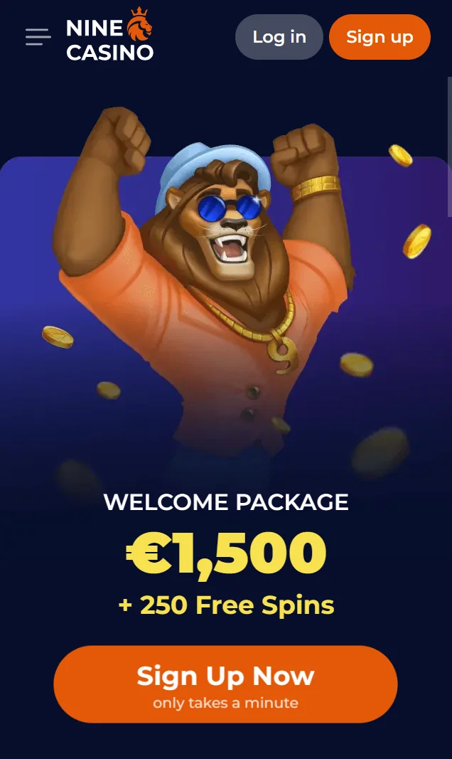 NineCasino mobile casino and sports website interface