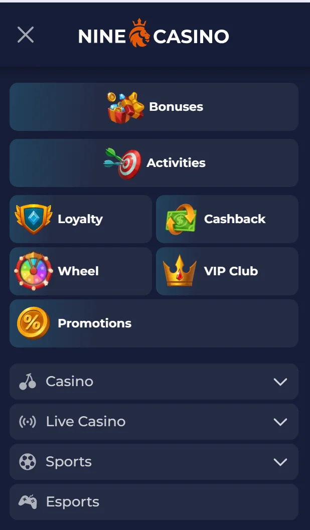 NineCasino browser-based mobile access overview and features