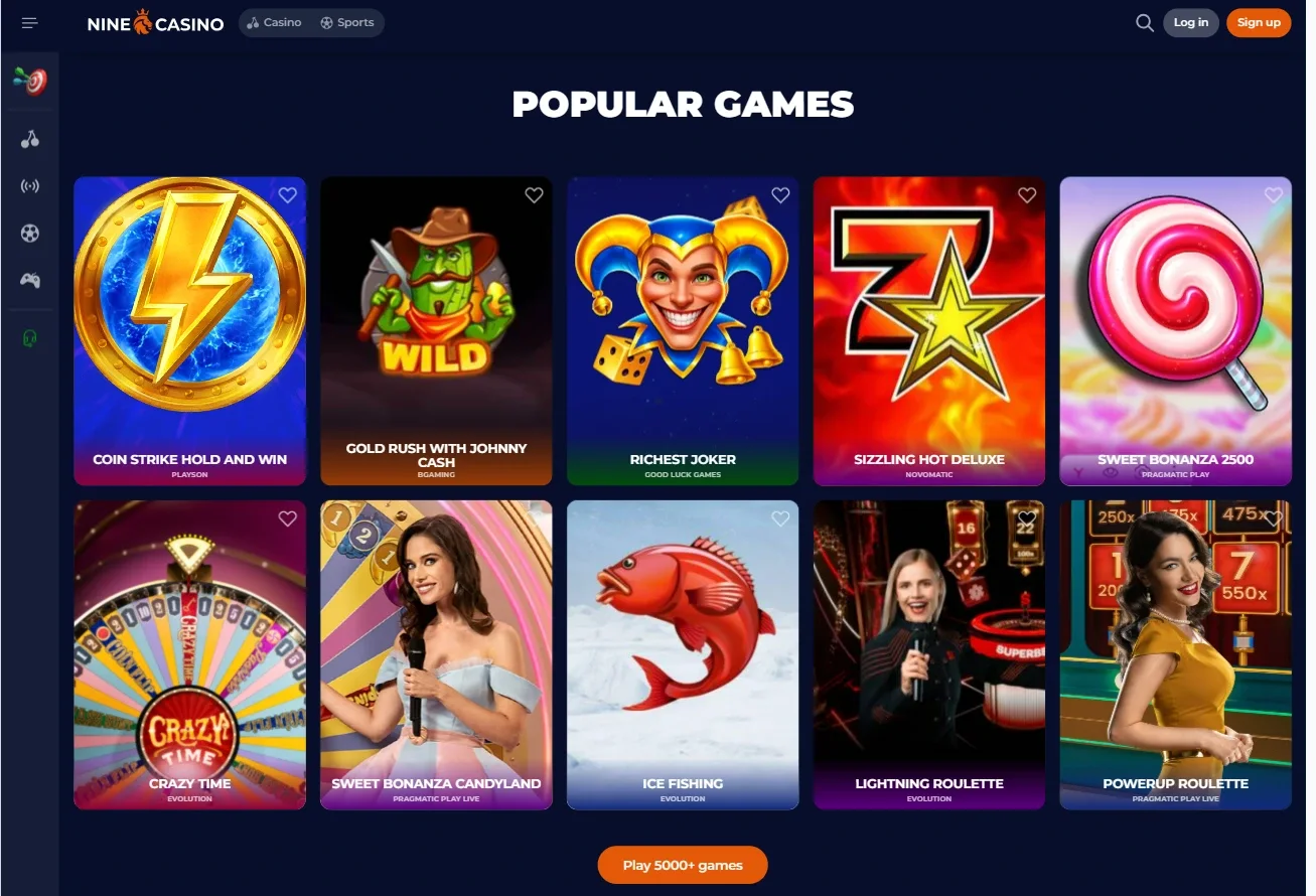 Oversigt over NineCasino platformen