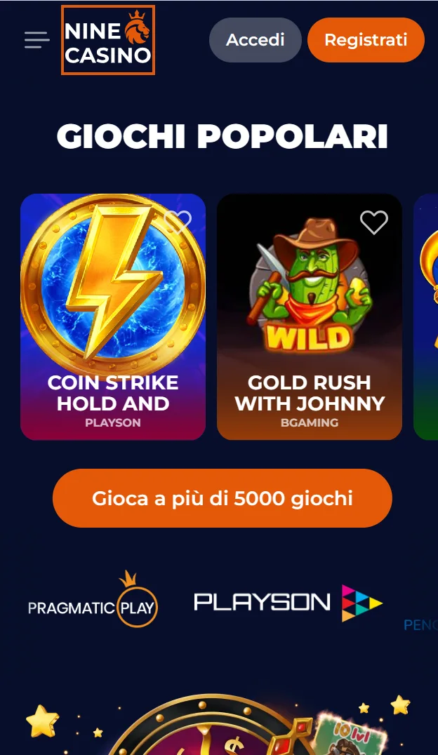 Interfaccia scura con accenti arancioni