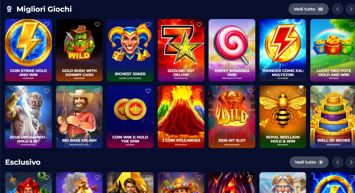 Giochi disponibili su NineCasino