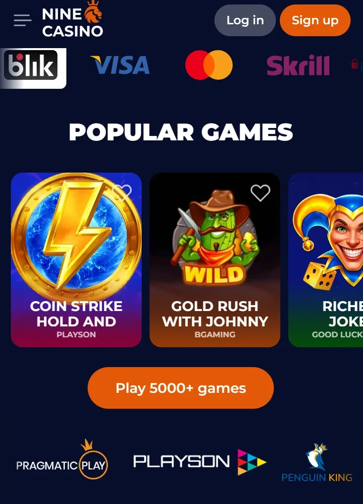 Mobiele ervaring NineCasino