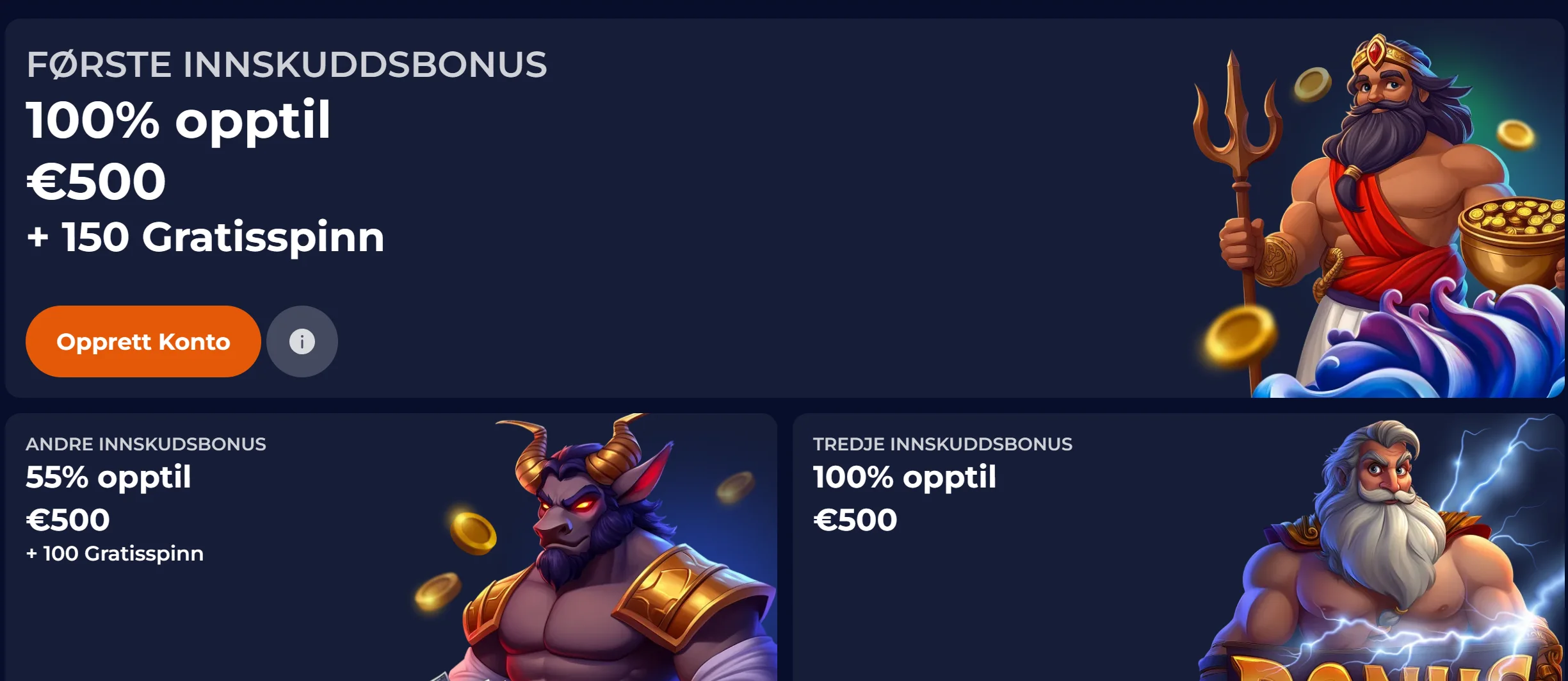 NineCasino velkomstbonus med gratisspinn over tre innskudd