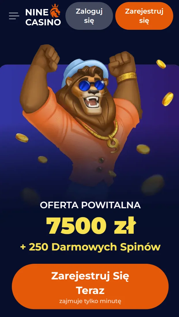 Interfejs mobilny NineCasino z grami i sportem
