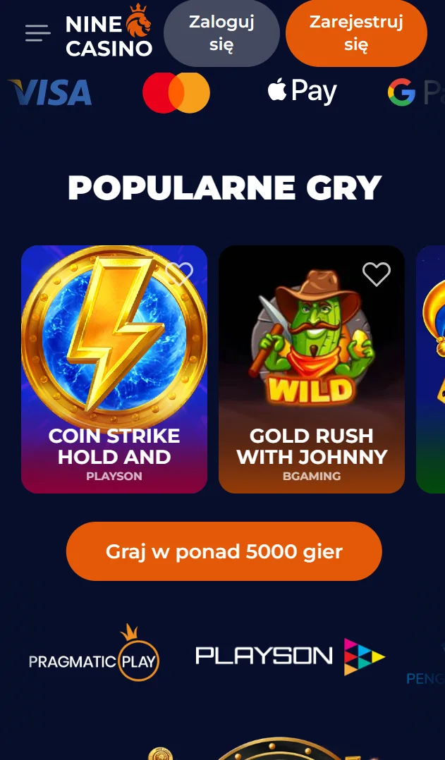 Mobilny dostęp do NineCasino