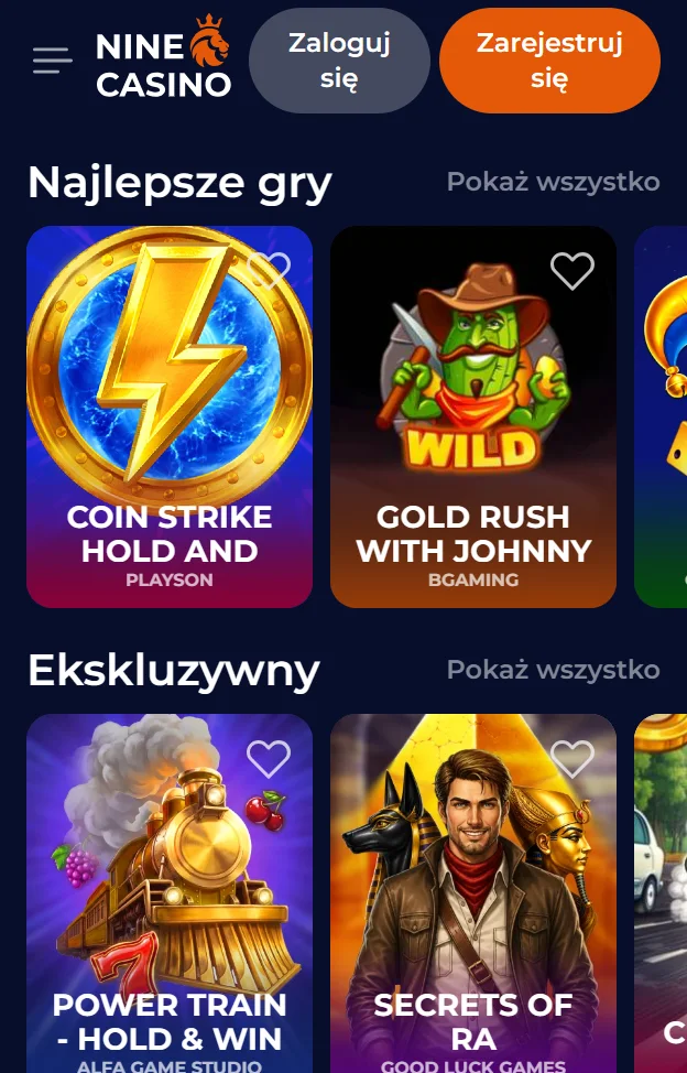 Mobilny dostęp do gier NineCasino