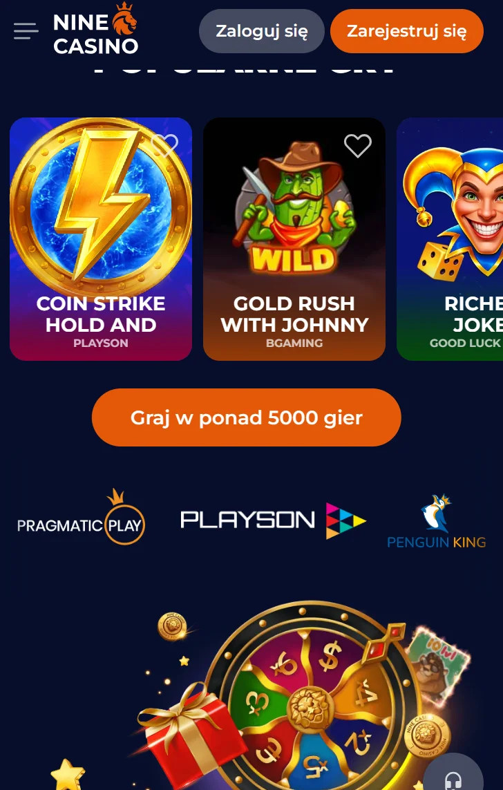 Mobilna oferta NineCasino
