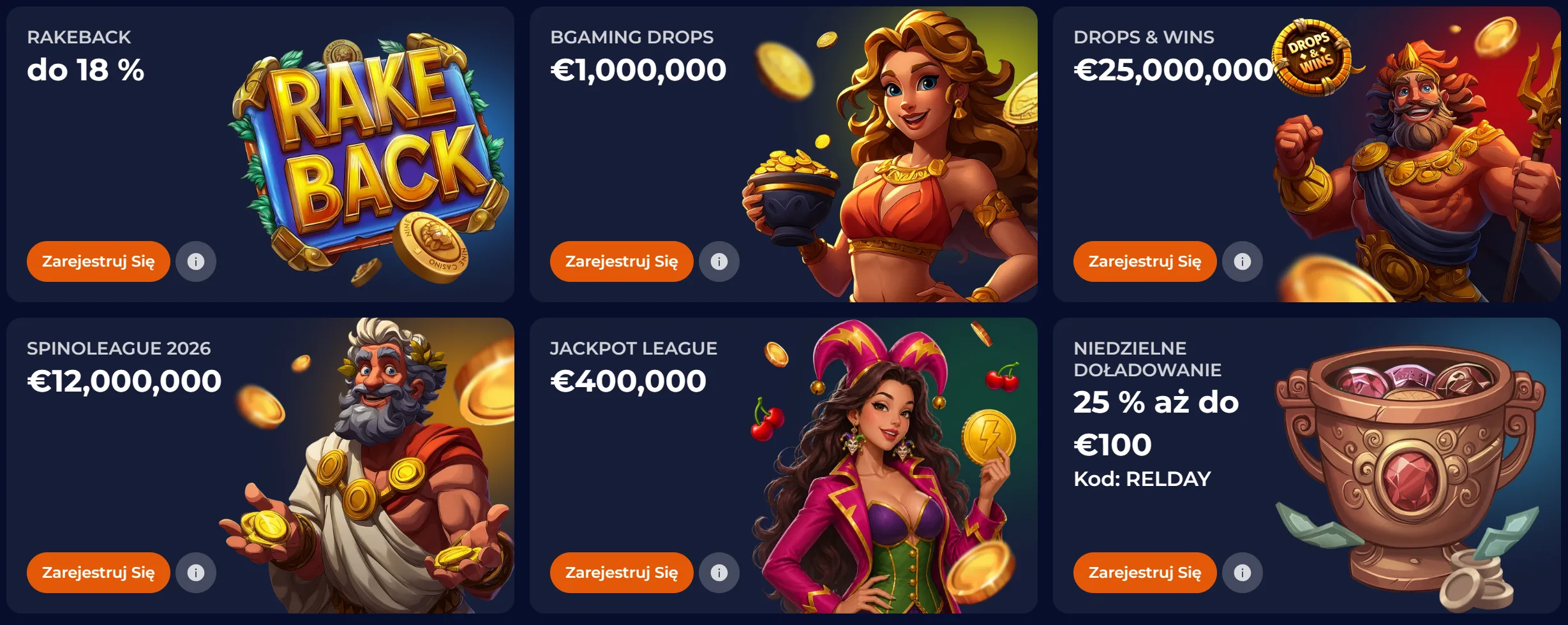 Oferta bonusowa NineCasino i panel promocyjny