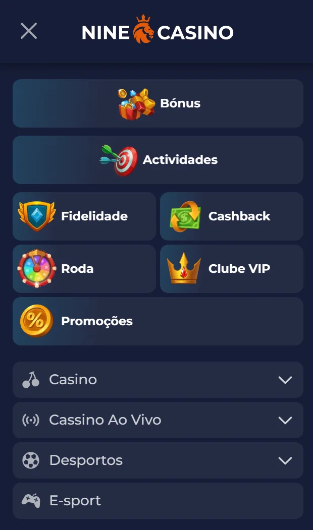 Interface móvel escura com destaques laranja