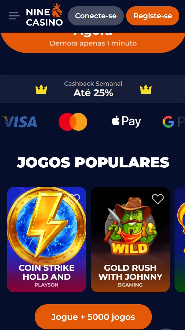 Jogos de casino disponíveis no NineCasino