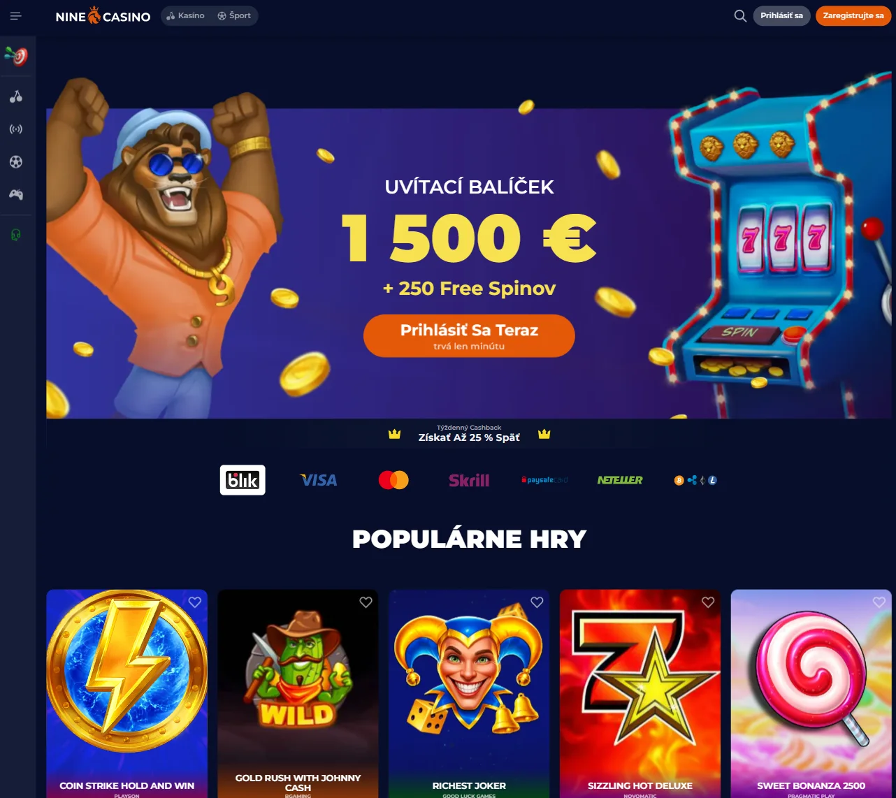 Prehľad NineCasino a ponuka