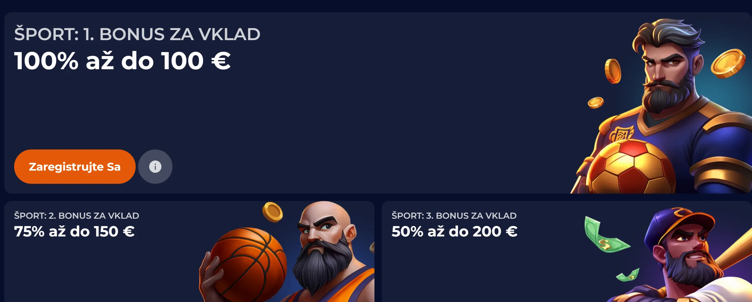 Športový uvítací bonus NineCasino na tri vklady