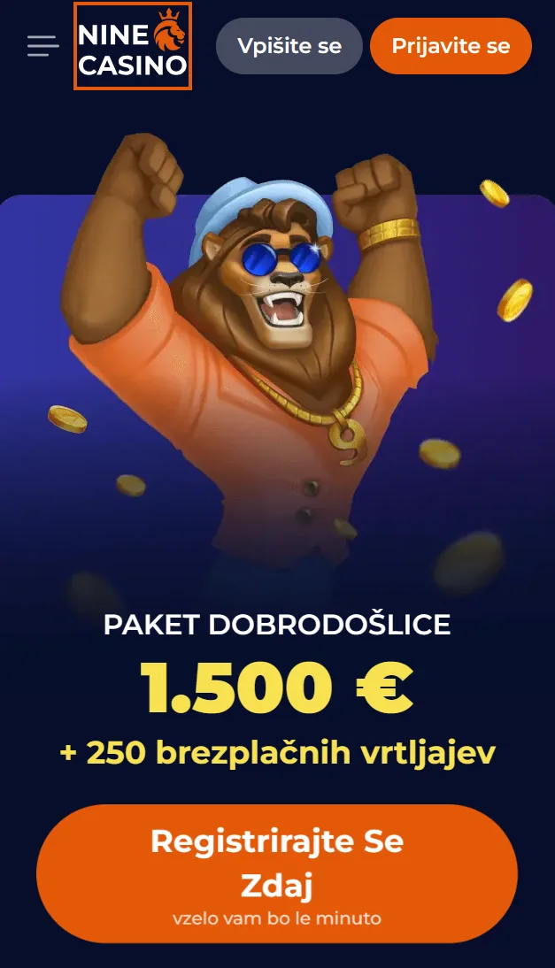 Mobilni prikaz iger in športnih stav NineCasino