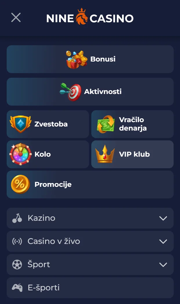 Mobilni dostop do iger NineCasino v brskalniku