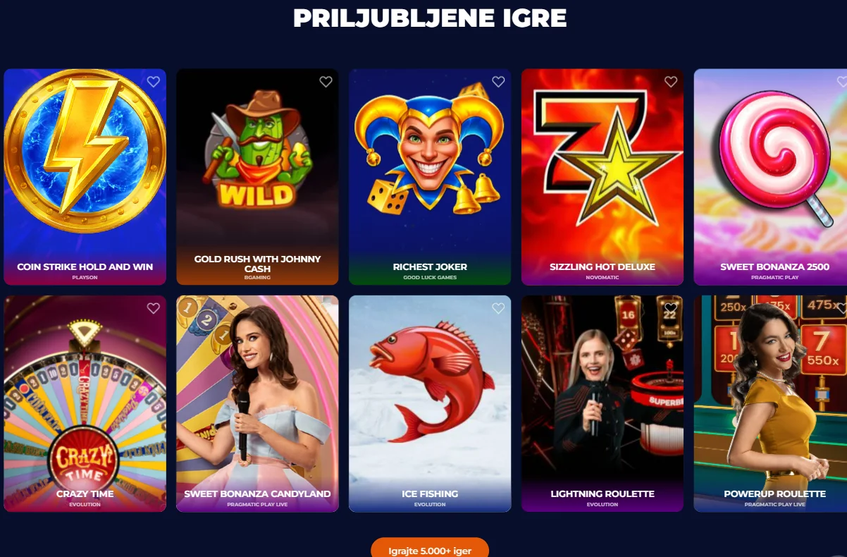 Ponudba iger NineCasino